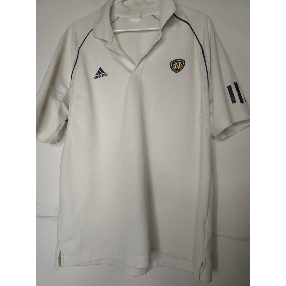 Adidas Notre Dame Fighting Irish ClimaCool Polo Shirt Mens Large White Navy